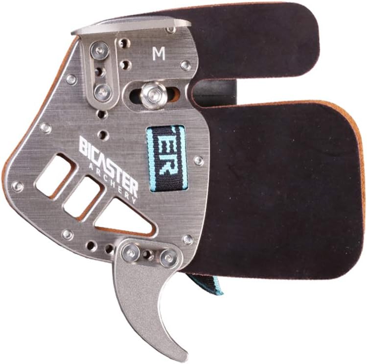 BICASTER Archery Finger Tab - Left Handed Genuine Leather + Aluminum Plate Adjustable for Recurve Bow - Image 2